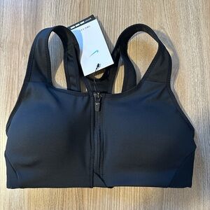 Nike Black Front-Zip Sports Bra with Racerback